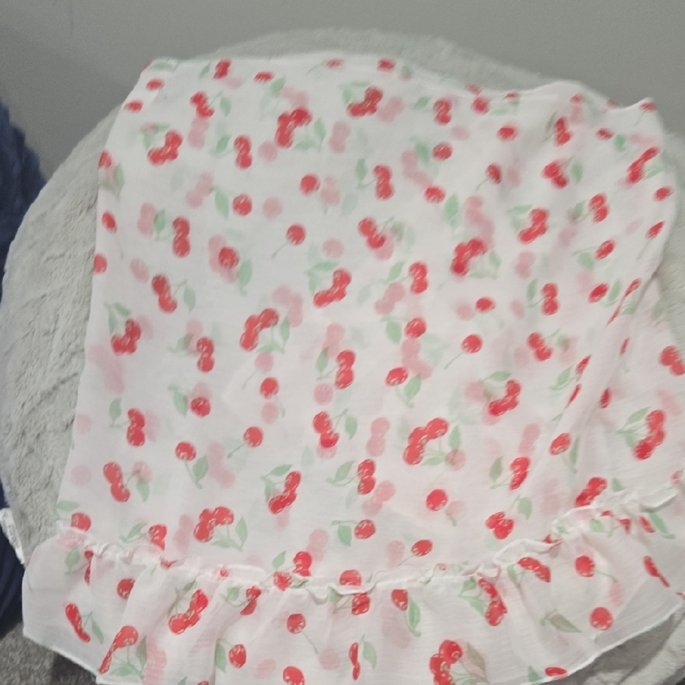 Cherry Print Ruffled Scarf